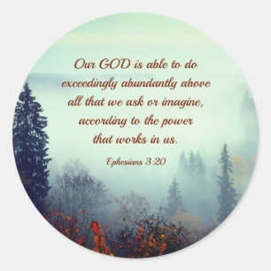 Ephesians 3:20 Our GOD is Able... Fall Forest Classic Round Sticker