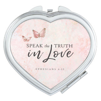 Ephesians 4:15 Pink Butterflies Compact Mirror