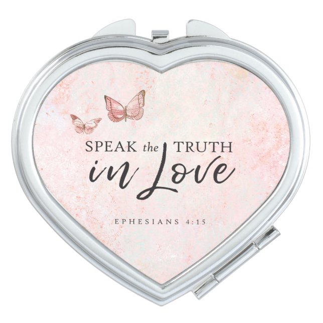 Ephesians 4:15 Pink Butterflies Compact Mirror (Front)