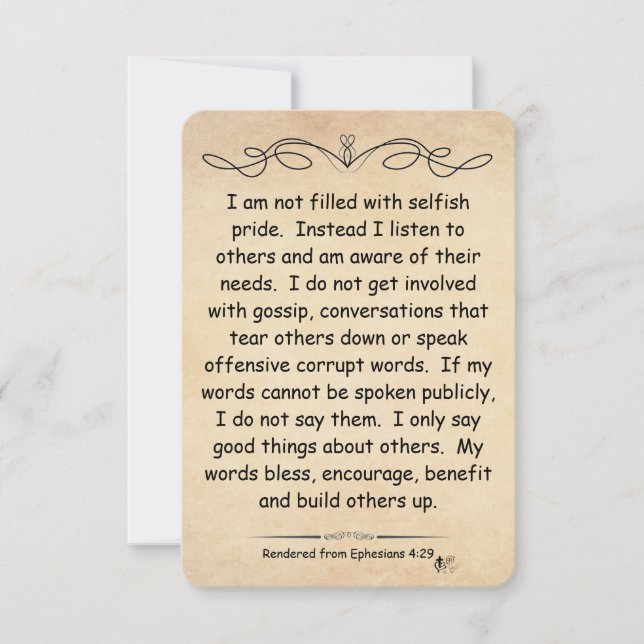 Ephesians 4:29 Scripture note card parchment (Front)