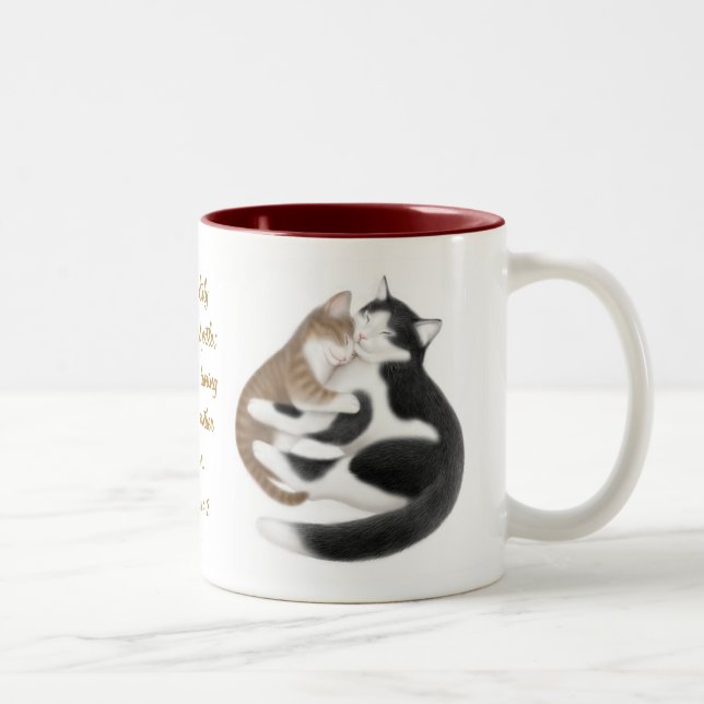Ephesians 4:2 Love Cats Bible Verse Mug (Right)
