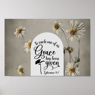 Ephesians 4:7 To each of us Grace is given Bible Poster