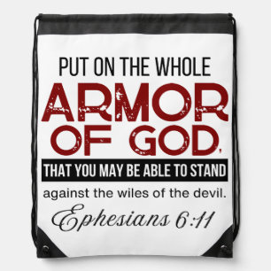 Ephesians 6:11 Put on the Whole Armor of God Drawstring Bag