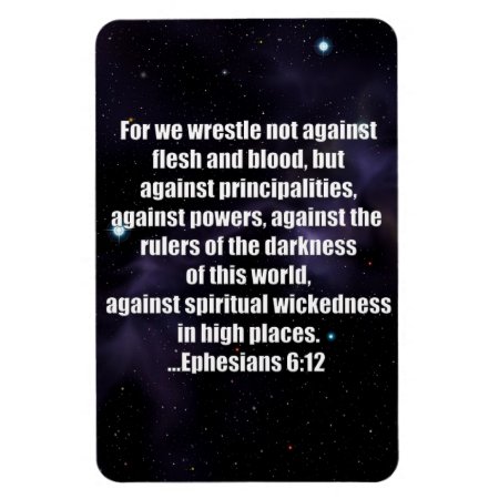 Ephesians 6:12 Bible Verse On Space Background Magnet