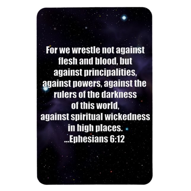 Ephesians 6:12 Bible Verse on Space Background Magnet (Vertical)