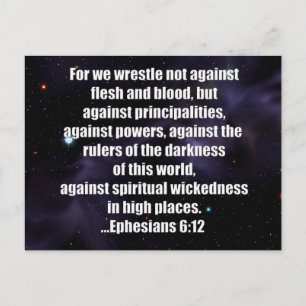 Ephesians 6:12 Bible Verse on Space Background Postcard