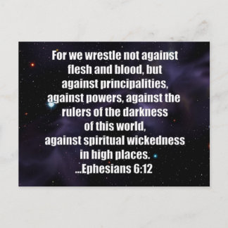 Ephesians 6:12 Bible Verse on Space Background Postcard