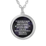 Ephesians 6:12 Bible Verse On Space Background Silver Plated Necklace at Zazzle