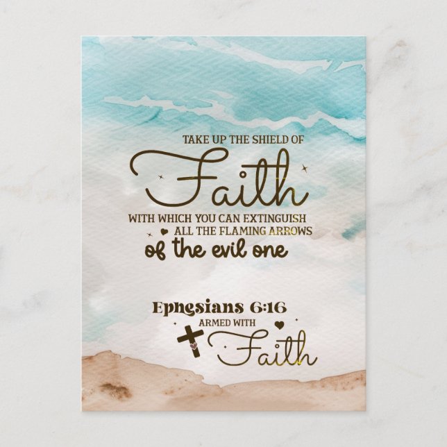 Ephesians 6:16 Take up the Shield of Faith Bible  Postcard (Front)