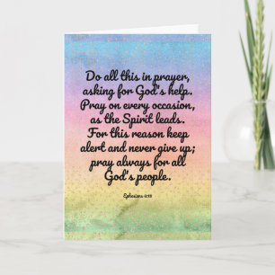 Ephesians 6:18 rainbow Bible Verse Prayer Card