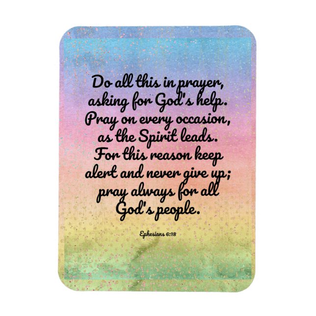 Ephesians 6:18 rainbow Bible Verse Prayer Magnet (Vertical)