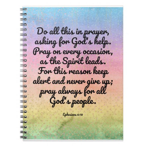 Ephesians 618 rainbow Bible Verse Prayer Notebook