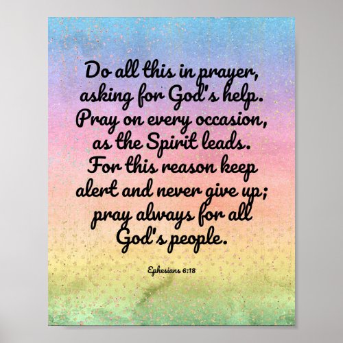 Ephesians 618 rainbow Bible Verse Prayer Poster