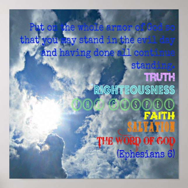 Ephesians Bible Put on the whole armor of God Poster (Front)