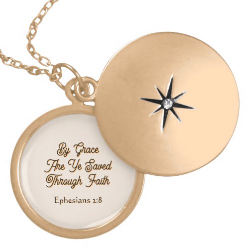 Ephesians By Grace are Ye Saved Scripture  Gold Plated Necklace