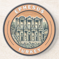 Ephesus Turkey Illustration Travel Art Badge