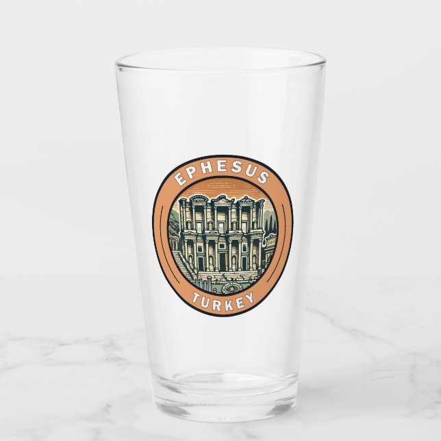 Ephesus Turkey Illustration Travel Art Badge Glass (Front)