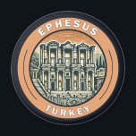 Ephesus Turkey Illustration Travel Art Badge Magnet<br><div class="desc">Ephesus in a vector art style. Ephesus is an ancient city in Turkey’s Central Aegean region,  near modern-day Selçuk. Its excavated remains reflect centuries of history,  from classical Greece to the Roman Empire.</div>