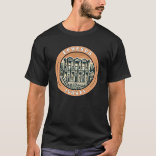 Ephesus Turkey Illustration Travel Art Badge T-Shirt