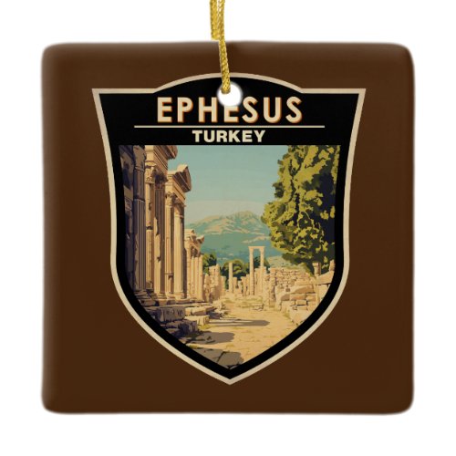 Ephesus Turkey Travel Art Vintage Ceramic Ornament
