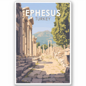 Ephesus Turkey Travel Art Vintage Sticker