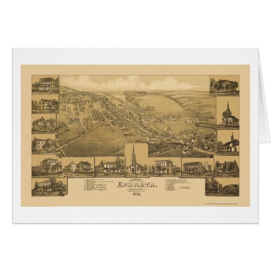 Ephrata, PA Panoramic Map - 1887 Cards (Front Horizontal)