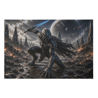 Epic Alien Knight in a Distant Galaxy Faux Canvas Print