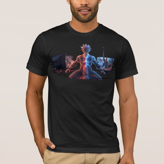 Epic Anime Warrior - Electric Fire Lightning Battl T-Shirt (Front)