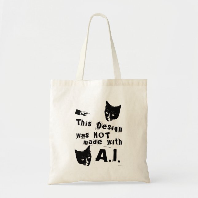 Epic Anti Artificial Intelligence Humor Design Tote Bag (Front)