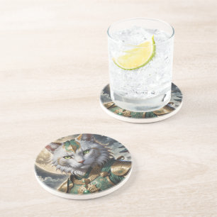 Epic Armored Cat Warrior Coaster