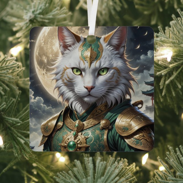 Epic Armored Cat Warrior Metal Ornament (Insitu)