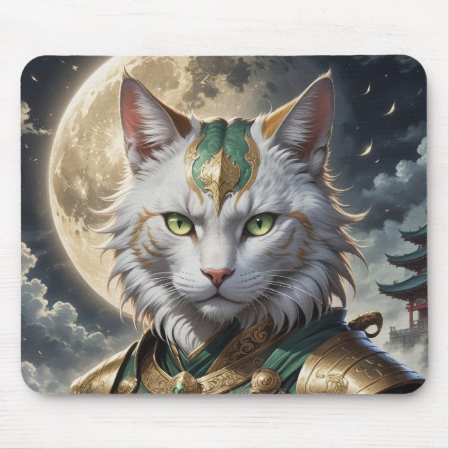 Epic Armored Cat Warrior Mouse Pad (Front)
