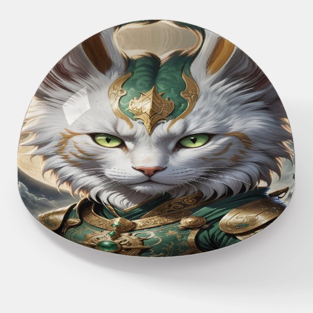 Epic Armored Cat Warrior Paperweight (Angled)