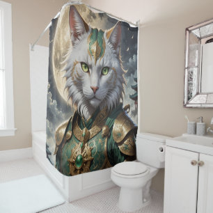 Epic Armored Cat Warrior Shower Curtain