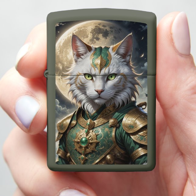 Epic Armored Cat Warrior Zippo Lighter (In Hand)