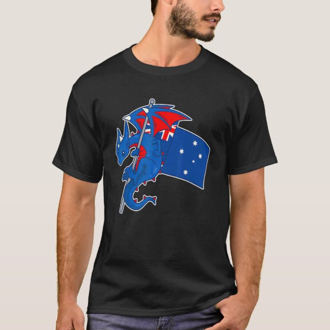 Epic Australian Dragon  Proud Australia Flag T-Shirt (Front)