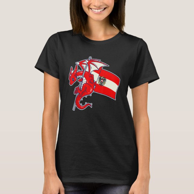 Epic Austrian Dragon  Proud Austria Flag T-Shirt (Front)