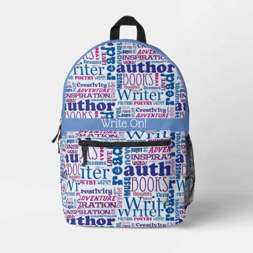 Epic Author Pride Wordy Typography Pattern  Printed Backpack