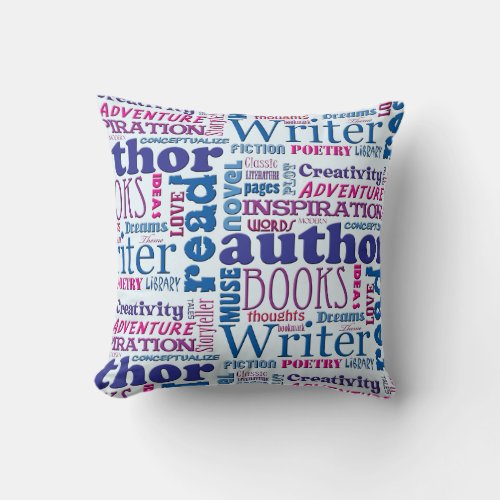 Epic Author Pride Wordy Typography Pattern  Throw Pillow