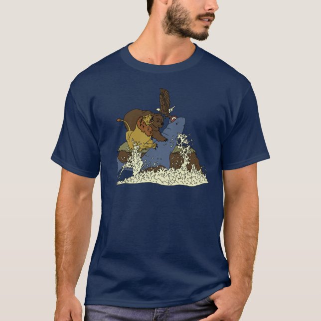 Epic Battle Shark vs Lion vs Bear vs Eagle T-Shirt (Front)