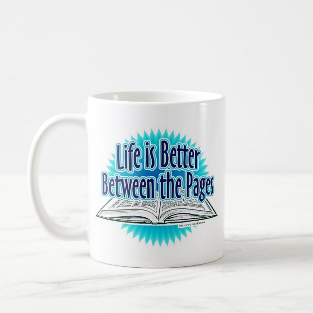 Epic Between the Pages Blue Reader Author Slogan Coffee Mug (Left)