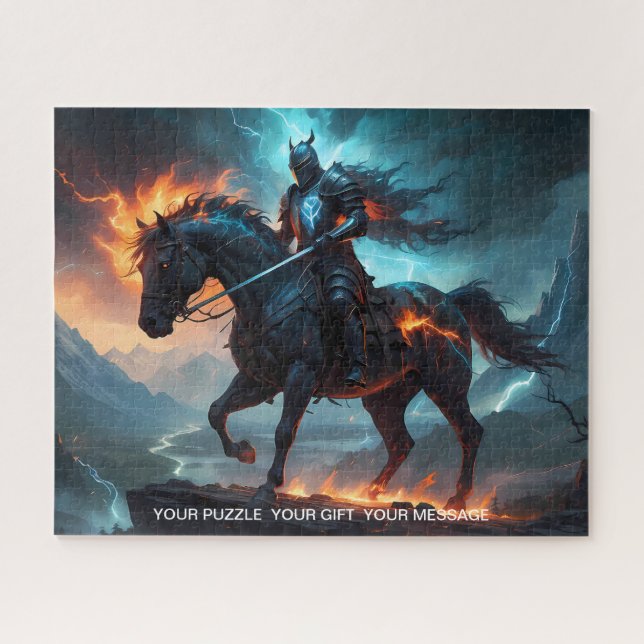 Epic Black Knight & Stallion Art Puzzle Collection (Horizontal)