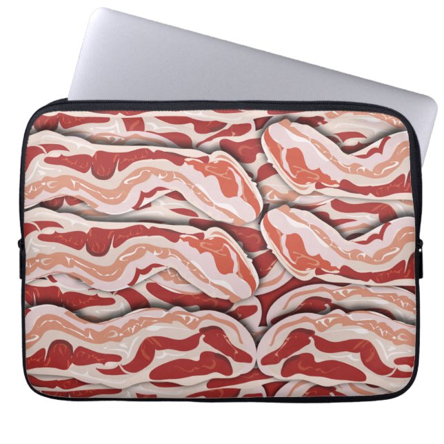 Epic Breakfast Illustrated Bacon Pattern Design Laptop Sleeve (Front)