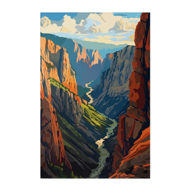 Epic Canyon River View – Stylized National Park Acrylic Print (Front)
