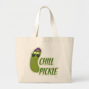 Epic Chill Pickle Funny Cartoon Veggie Character Large Tote Bag