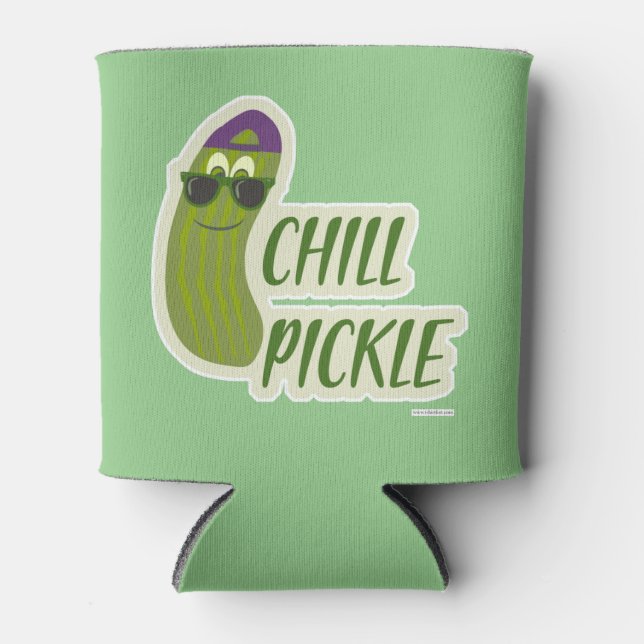 Epic Chill Pickle Funny Character Design Fun Can Cooler (Front)