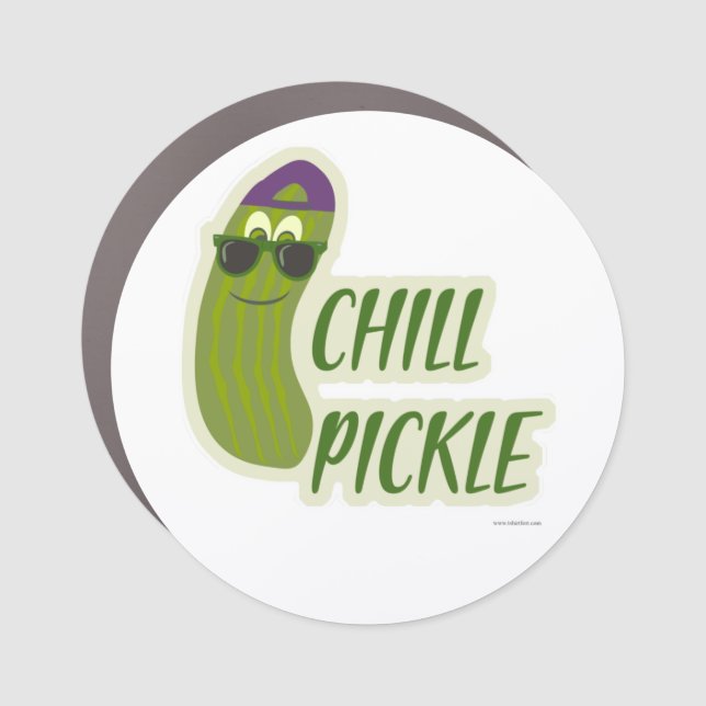 Epic Chill Pickle Funny Character Slogan Car Magnet (Front)