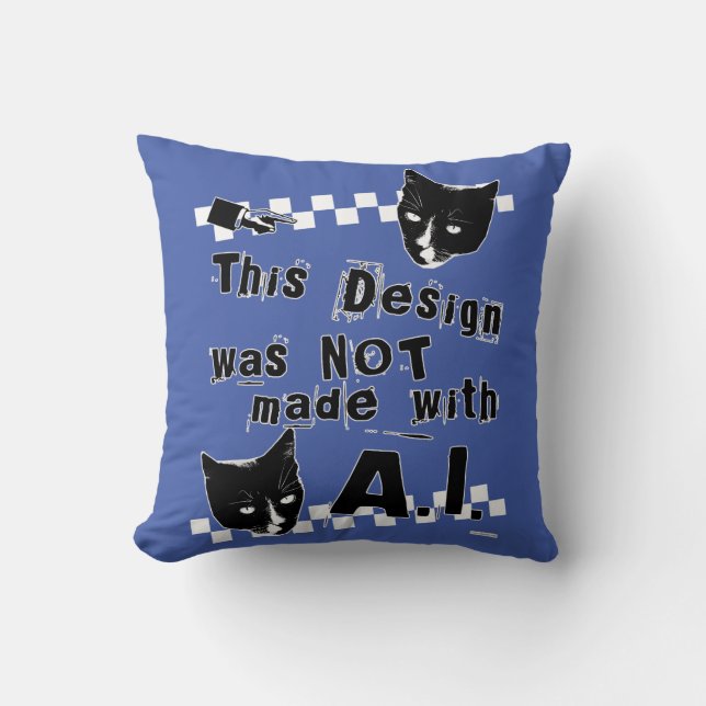 Epic Cool Anti Artificial Intelligence Design Throw Pillow (Front)