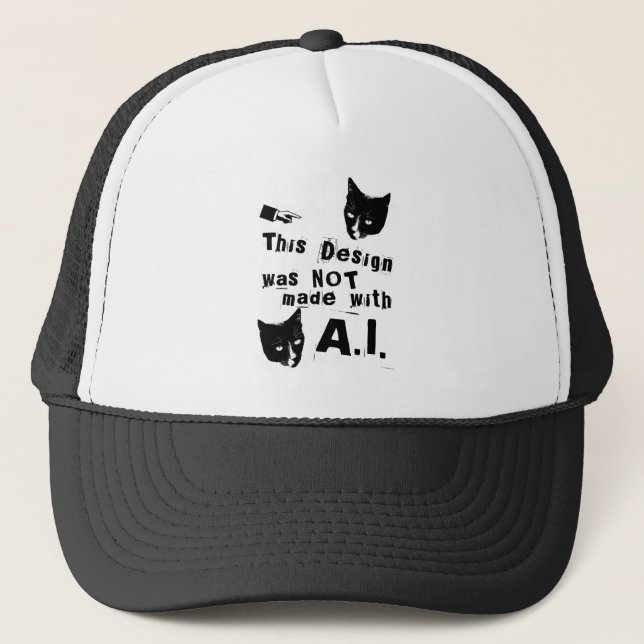 Epic Cool Anti Artificial Intelligence Design Trucker Hat (Front)