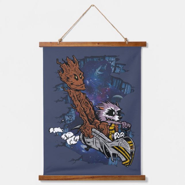 Epic Cosmic Adventure – Galactic Warrior and Rebel Hanging Tapestry (Front)